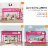imageVINGLI 47 Tall Junior Low Loft Bed with Stairs White Wood Loft Bed Twin Size for Adults Kids and Young Teens No Box Spring RequiredWood Slat SupportPink