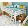 imageVINGLI 47 Tall Junior Low Loft Bed with Stairs White Wood Loft Bed Twin Size for Adults Kids and Young Teens No Box Spring RequiredWood Slat SupportWhite
