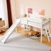 imageVINGLI 47 Tall Junior Low Loft Bed with Stairs White Wood Loft Bed Twin Size for Adults Kids and Young Teens No Box Spring RequiredWood Slat SupportWhite