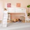 imageVINGLI 47 Tall Junior Low Loft Bed with Stairs White Wood Loft Bed Twin Size for Adults Kids and Young Teens No Box Spring RequiredWood Slat SupportWhite
