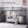 imageVINGLI 71 Inches Tall Loft Bed Twin Size with Flat Ladder Rung for Kids Teens Adults Heavy Duty Metal Single Bunk Bed Loft with Safety Guard Rails for Small Space BlackBlack