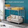 imageVINGLI 71 Inches Tall Loft Bed Twin Size with Flat Ladder Rung for Kids Teens Adults Heavy Duty Metal Single Bunk Bed Loft with Safety Guard Rails for Small Space BlackGrey
