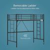 imageVINGLI 71 Inches Tall Loft Bed Twin Size with Flat Ladder Rung for Kids Teens Adults Heavy Duty Metal Single Bunk Bed Loft with Safety Guard Rails for Small Space BlackBlack