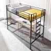 imageVINGLI 71 Inches Tall Loft Bed Twin Size with Flat Ladder Rung for Kids Teens Adults Heavy Duty Metal Single Bunk Bed Loft with Safety Guard Rails for Small Space BlackBlack