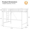 imageVINGLI 71 Inches Tall Loft Bed Twin Size with Flat Ladder Rung for Kids Teens Adults Heavy Duty Metal Single Bunk Bed Loft with Safety Guard Rails for Small Space BlackWhite