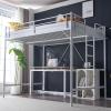 imageVINGLI 71 Inches Tall Loft Bed Twin Size with Flat Ladder Rung for Kids Teens Adults Heavy Duty Metal Single Bunk Bed Loft with Safety Guard Rails for Small Space BlackWhite