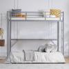 imageVINGLI 71 Inches Tall Loft Bed Twin Size with Flat Ladder Rung for Kids Teens Adults Heavy Duty Metal Single Bunk Bed Loft with Safety Guard Rails for Small Space BlackGrey