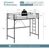 imageVINGLI 71 Inches Tall Loft Bed Twin Size with Flat Ladder Rung for Kids Teens Adults Heavy Duty Metal Single Bunk Bed Loft with Safety Guard Rails for Small Space BlackBlack