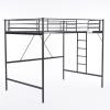 imageVINGLI 71 Inches Tall Loft Bed Twin Size with Flat Ladder Rung for Kids Teens Adults Heavy Duty Metal Single Bunk Bed Loft with Safety Guard Rails for Small Space BlackBlack