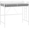 imageVINGLI 71 Inches Tall Loft Bed Twin Size with Flat Ladder Rung for Kids Teens Adults Heavy Duty Metal Single Bunk Bed Loft with Safety Guard Rails for Small Space BlackWhite