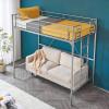 imageVINGLI 71 Inches Tall Loft Bed Twin Size with Flat Ladder Rung for Kids Teens Adults Heavy Duty Metal Single Bunk Bed Loft with Safety Guard Rails for Small Space BlackGrey