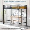 imageVINGLI 71 Inches Tall Loft Bed Twin Size with Flat Ladder Rung for Kids Teens Adults Heavy Duty Metal Single Bunk Bed Loft with Safety Guard Rails for Small Space BlackBlack