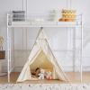 imageVINGLI 71 Inches Tall Loft Bed Twin Size with Flat Ladder Rung for Kids Teens Adults Heavy Duty Metal Single Bunk Bed Loft with Safety Guard Rails for Small Space BlackWhite