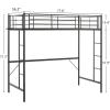 imageVINGLI 71 Inches Tall Loft Bed Twin Size with Flat Ladder Rung for Kids Teens Adults Heavy Duty Metal Single Bunk Bed Loft with Safety Guard Rails for Small Space BlackBlack