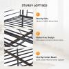 imageVINGLI 71 Inches Tall Loft Bed Twin Size with Flat Ladder Rung for Kids Teens Adults Heavy Duty Metal Single Bunk Bed Loft with Safety Guard Rails for Small Space BlackBlack