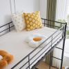 imageVINGLI 71 Inches Tall Loft Bed Twin Size with Flat Ladder Rung for Kids Teens Adults Heavy Duty Metal Single Bunk Bed Loft with Safety Guard Rails for Small Space BlackBlack