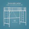 imageVINGLI 71 Inches Tall Loft Bed Twin Size with Flat Ladder Rung for Kids Teens Adults Heavy Duty Metal Single Bunk Bed Loft with Safety Guard Rails for Small Space BlackWhite