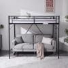 imageVINGLI 71 Inches Tall Loft Bed Twin Size with Flat Ladder Rung for Kids Teens Adults Heavy Duty Metal Single Bunk Bed Loft with Safety Guard Rails for Small Space BlackBlack