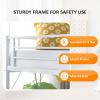 imageVINGLI 71 Inches Tall Loft Bed Twin Size with Flat Ladder Rung for Kids Teens Adults Heavy Duty Metal Single Bunk Bed Loft with Safety Guard Rails for Small Space BlackWhite
