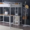 imageVINGLI 71 Inches Tall Loft Bed Twin Size with Flat Ladder Rung for Kids Teens Adults Heavy Duty Metal Single Bunk Bed Loft with Safety Guard Rails for Small Space BlackWhite