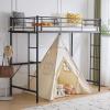 imageVINGLI 71 Inches Tall Loft Bed Twin Size with Flat Ladder Rung for Kids Teens Adults Heavy Duty Metal Single Bunk Bed Loft with Safety Guard Rails for Small Space BlackBlack