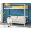 imageVINGLI 71 Inches Tall Loft Bed Twin Size with Flat Ladder Rung for Kids Teens Adults Heavy Duty Metal Single Bunk Bed Loft with Safety Guard Rails for Small Space BlackWhite