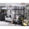 imageVINGLI 71 Inches Tall Loft Bed Twin Size with Flat Ladder Rung for Kids Teens Adults Heavy Duty Metal Single Bunk Bed Loft with Safety Guard Rails for Small Space BlackBlack