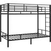 imageVINGLI Bunk Beds Twin Over Full Size for Kids Teens AdultsFlat StepsHeavy Duty Metal Slat BlackBlack