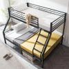 imageVINGLI Bunk Beds Twin Over Full Size for Kids Teens AdultsFlat StepsHeavy Duty Metal Slat BlackBlack