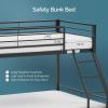 imageVINGLI Bunk Beds Twin Over Full Size for Kids Teens AdultsFlat StepsHeavy Duty Metal Slat BlackBlack