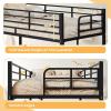 imageVINGLI Bunk Beds Twin Over Full Size for Kids Teens AdultsFlat StepsHeavy Duty Metal Slat BlackBlack
