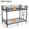 imageVINGLI Bunk Beds Twin Over Full Size for Kids Teens AdultsFlat StepsHeavy Duty Metal Slat BlackBlack