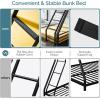 imageVINGLI Bunk Beds Twin Over Full Size for Kids Teens AdultsFlat StepsHeavy Duty Metal Slat BlackBlack