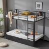 imageVINGLI Bunk Beds Twin Over Full Size for Kids Teens AdultsFlat StepsHeavy Duty Metal Slat BlackBlack