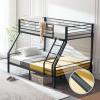imageVINGLI Bunk Beds Twin Over Full Size for Kids Teens AdultsFlat StepsHeavy Duty Metal Slat BlackBlack