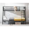imageVINGLI Bunk Beds Twin Over Full Size for Kids Teens AdultsFlat StepsHeavy Duty Metal Slat BlackBlack