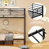 imageVINGLI Bunk Beds Twin Over Full Size for Kids Teens AdultsFlat StepsHeavy Duty Metal Slat BlackBlack