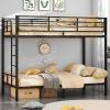 imageVINGLI Bunk Beds Twin Over Full Size for Kids Teens AdultsFlat StepsHeavy Duty Metal Slat BlackBlack