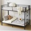 imageVINGLI Bunk Beds Twin Over Full Size for Kids Teens AdultsFlat StepsHeavy Duty Metal Slat BlackBlack