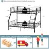 imageVINGLI Bunk Beds Twin Over Full Size for Kids Teens AdultsFlat StepsHeavy Duty Metal Slat BlackBlack
