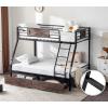imageVINGLI Bunk Beds Twin Over Full Size for Kids Teens AdultsFlat StepsHeavy Duty Metal Slat BlackBlackbrown