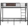 imageVINGLI Bunk Beds Twin Over Full Size for Kids Teens AdultsFlat StepsHeavy Duty Metal Slat BlackBlackbrown
