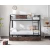 imageVINGLI Bunk Beds Twin Over Full Size for Kids Teens AdultsFlat StepsHeavy Duty Metal Slat BlackBlackbrown