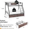 imageVINGLI Bunk Beds Twin Over Full Size for Kids Teens AdultsFlat StepsHeavy Duty Metal Slat BlackBlackbrown