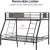 imageVINGLI Bunk Beds Twin Over Full Size for Kids Teens AdultsFlat StepsHeavy Duty Metal Slat BlackBlackbrown