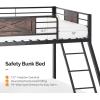 imageVINGLI Bunk Beds Twin Over Full Size for Kids Teens AdultsFlat StepsHeavy Duty Metal Slat BlackBlackbrown