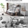 imageVINGLI Bunk Beds Twin Over Full Size for Kids Teens AdultsFlat StepsHeavy Duty Metal Slat BlackBlackbrown