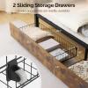 imageVINGLI Bunk Beds Twin Over Full Size for Kids Teens AdultsFlat StepsHeavy Duty Metal Slat BlackBlackbrown