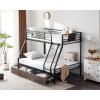 imageVINGLI Bunk Beds Twin Over Full Size for Kids Teens AdultsFlat StepsHeavy Duty Metal Slat BlackBlackbrown