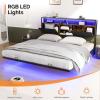 imageVINGLI Floating Bed Frame Twin Bed with Charging Station and LED LightsTwin Metal Bed FrameCozy Hidden Storage Velvet Upholstered HeadboardNo Box Spring NeededEasy AssemblyBlackBlack